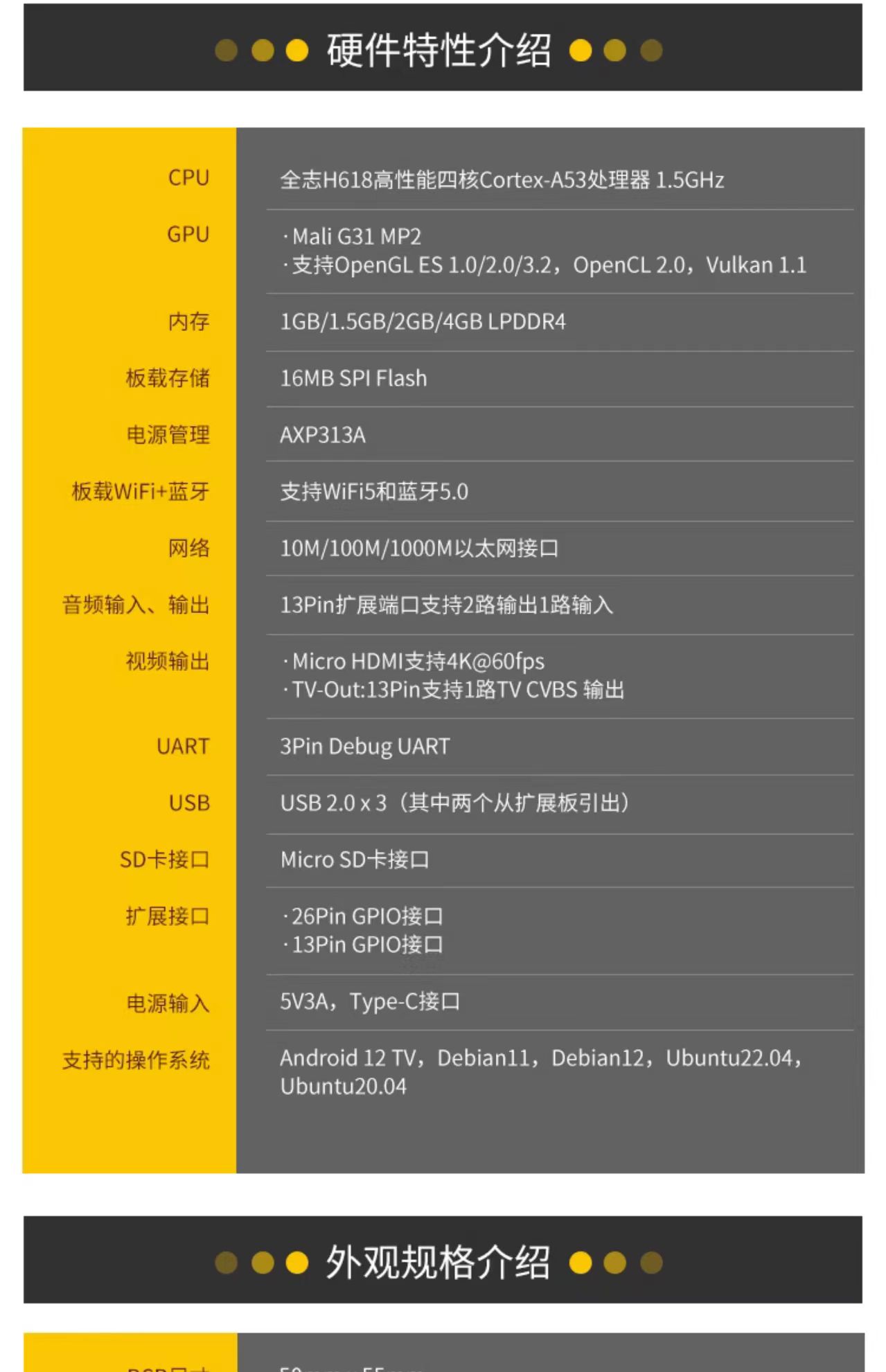 OrangePi orange pi Zero3全志H618芯片四种内存规格可选蓝牙WIFI